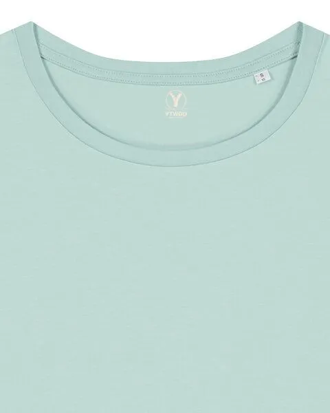YTWOO YTWOO Damen-Scoop-Neck-T-Shirt aus Bio-Baumwolle, Karibikblau, – Produktbild 4 von 4