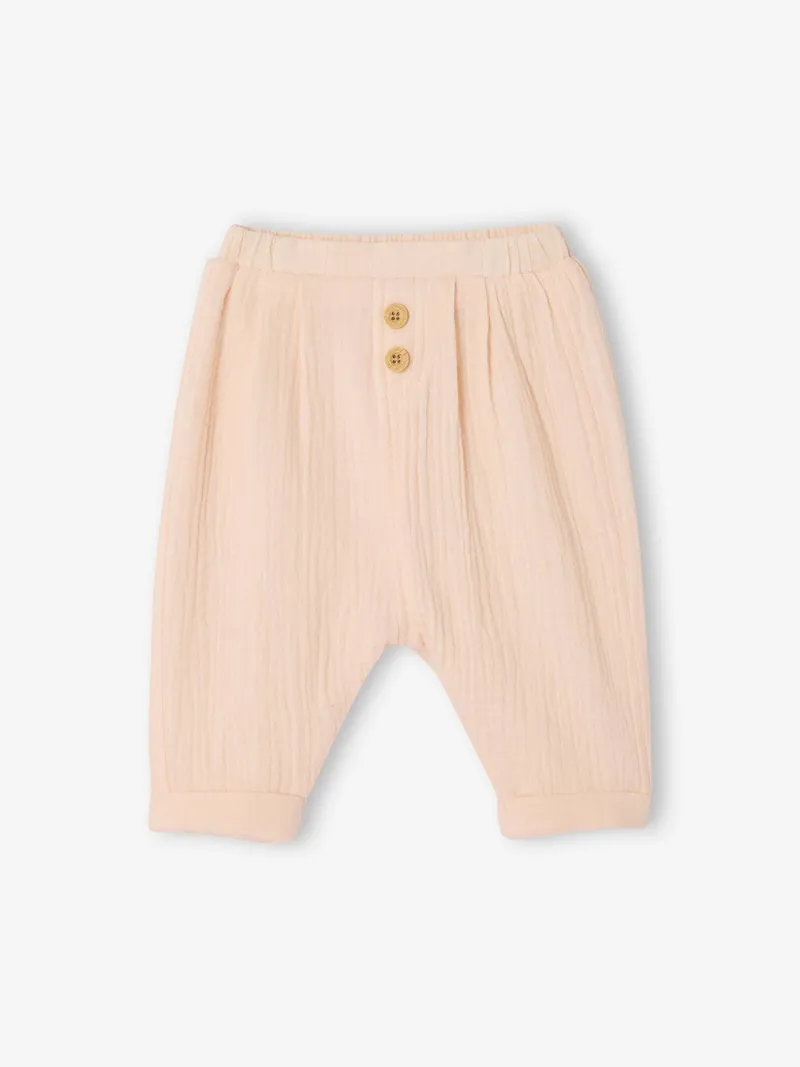Vertbaudet Baby Hose aus Musselin, Rosa, – Produktbild 1 von 2