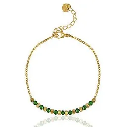 ELEKTROPULLI Feines Armband mit Perlen in Emerald Green in ca. 21 cm x 1.7mm (inkl. 5 cm Verlängerungskette) von Elektropulli – Produktbild 1 von 1