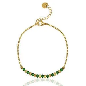 ELEKTROPULLI Feines Armband mit Perlen in Emerald Green in ca. 21 cm x 1.7mm (inkl. 5 cm Verlängerungskette) von Elektropulli, Gold, – Produktbild 1 von 1