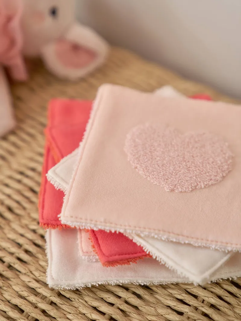 Vertbaudet 6er-Pack Waschlappen mit Aufbewahrungsbeutel, Wollweiß, – Produktbild 1 von 4