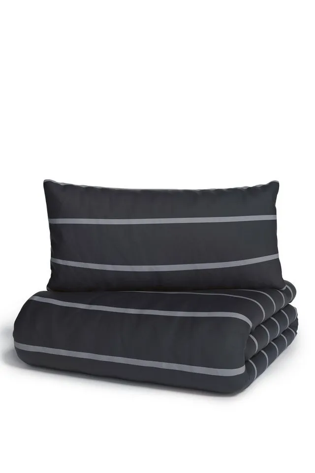 OTTO home Bettwäsche Katja, Linon, 2 teilig, Bettwäsche aus Baumwolle, Bettwäsche mit Streifen-Design, Wendeoptik, Grau, – Produktbild 5 von 5