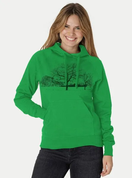 Peaces.bio - handbedruckte Biomode Peaces.bio - handbedruckte Biomode Damen Hoodie Landscape, Grün, – Produktbild 2 von 2