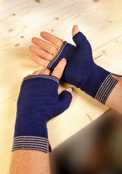 LANARTO slow fashion LANARTO slow fashion Handwärmer Herren mit Daumen aus mulesingfreier Merinowolle made in germany, Blau, – Produktbild 1 von 2