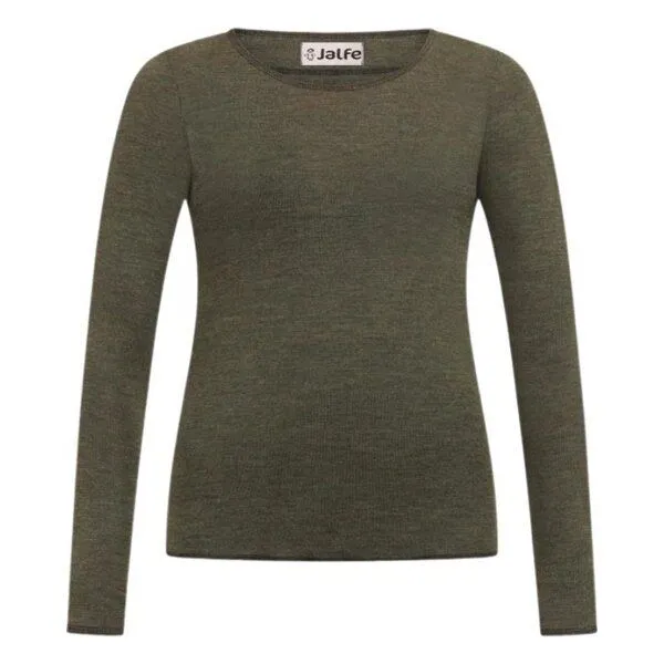 Jalfe Jalfe Longsleeve Wolle plain melange, Pine (oliv), – Produktbild 1 von 1