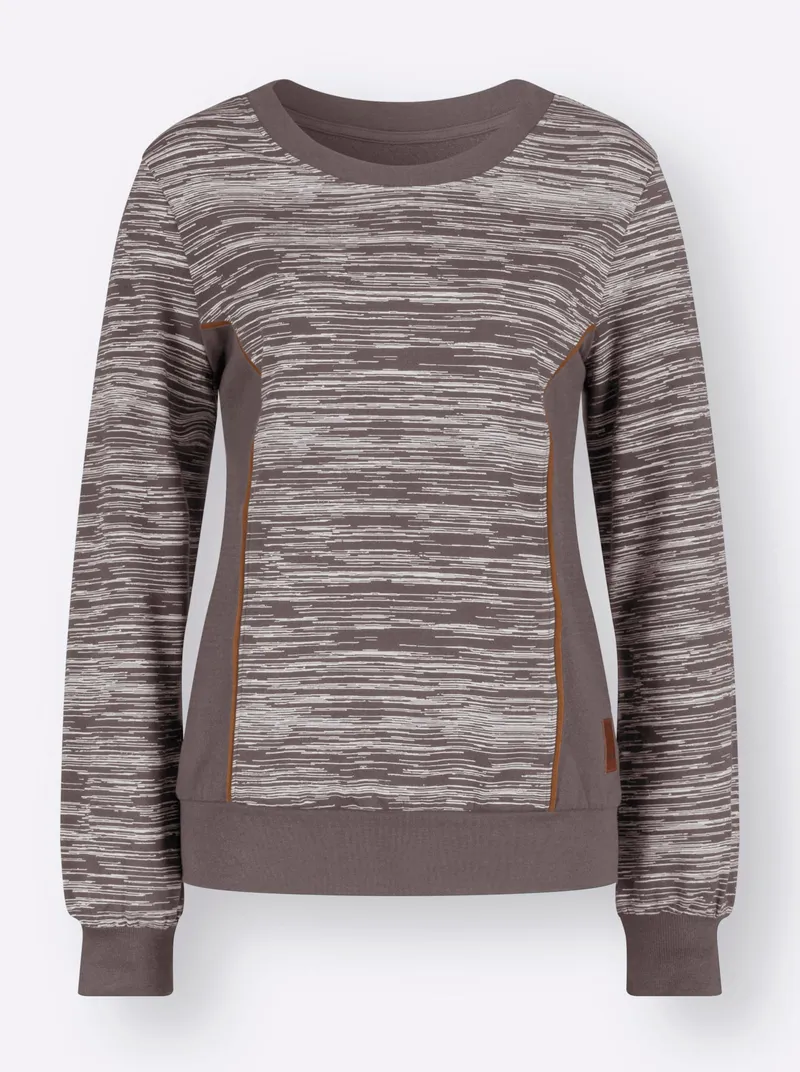 Witt Sweatshirt dunkeltaupe-ecru-bedruckt, Dunkeltaupe-ecru-bedruckt, – Produktbild 1 von 2