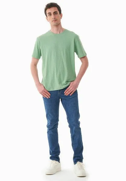 ORGANICATION ORGANICATION T-Shirt aus Bio-Baumwolle und Leinen, Matcha green, – Produktbild 2 von 4