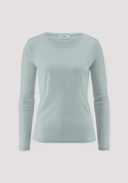 hessnatur hessnatur Longsleeve Slim aus Bio-Schurwolle und TENCEL Lyocell, Polargrün, – Produktbild 4 von 4