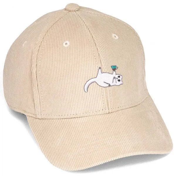 LIGARTI Bestickte Cord Cap – Samantha die Katze – LIGARTI Tiermanufaktur, Sand, – Produktbild 1 von 4