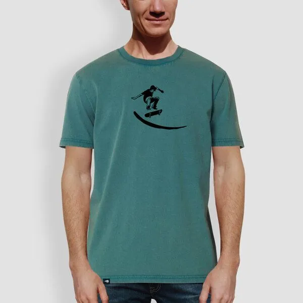 little kiwi little kiwi Unisex T-Shirt, "Skater", Dyed hydro (grün-blau), – Produktbild 1 von 2