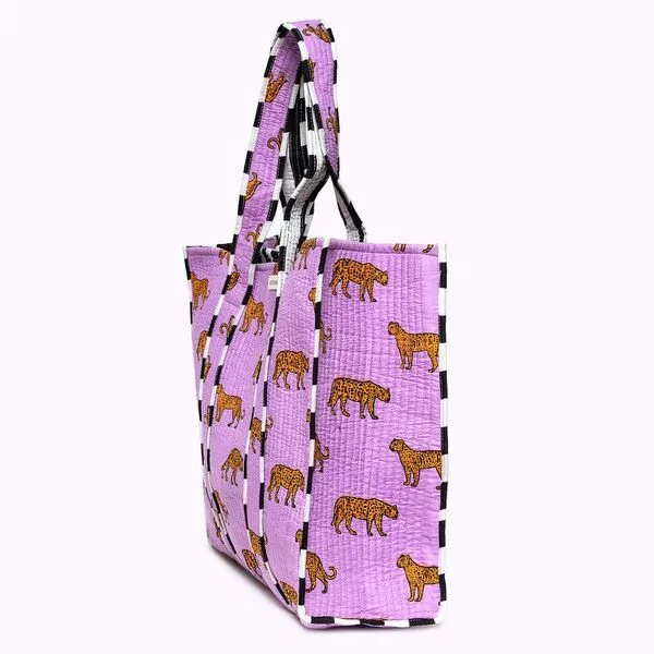 KIKOONI KIKOONI handgefertigter XL Shopper, Purple leo, – Produktbild 4 von 4