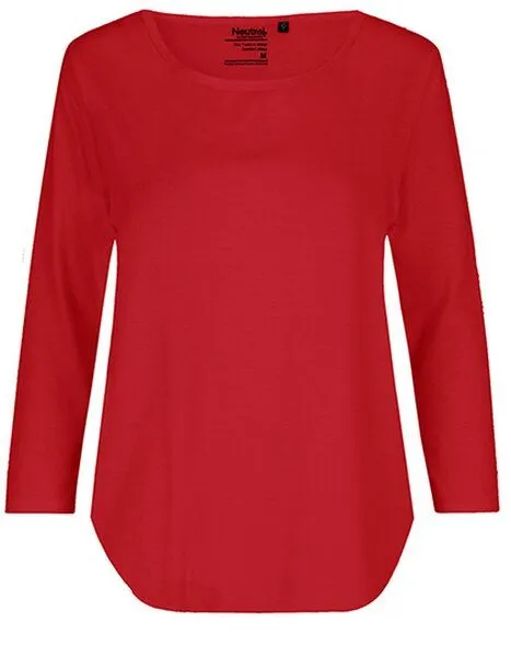 Neutral Neutral® Damen T-Shirt 3/4tel Arm von Neutral Bio Baumwolle, Rot, – Produktbild 2 von 4