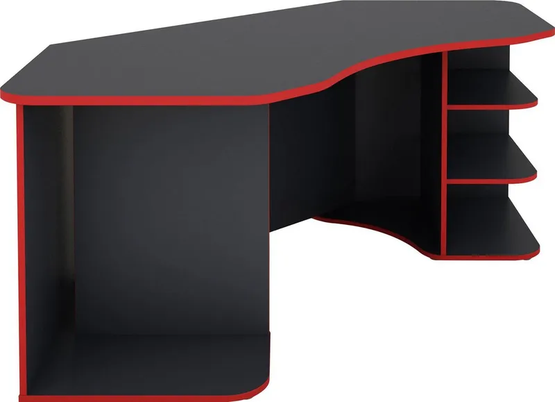 byLIVING Gamingtisch Thanatos, Breite 198 cm, moderner Eckschreibtisch, Grau|rot, – Produktbild 4 von 5