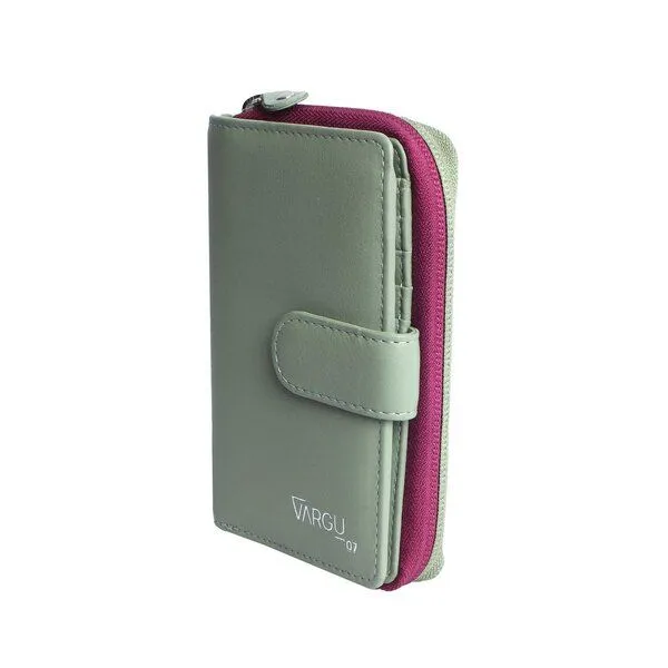 Vargu Vargu Echtleder Geldbörse MASIN 1-A, Sage green-cranberry, – Produktbild 1 von 3