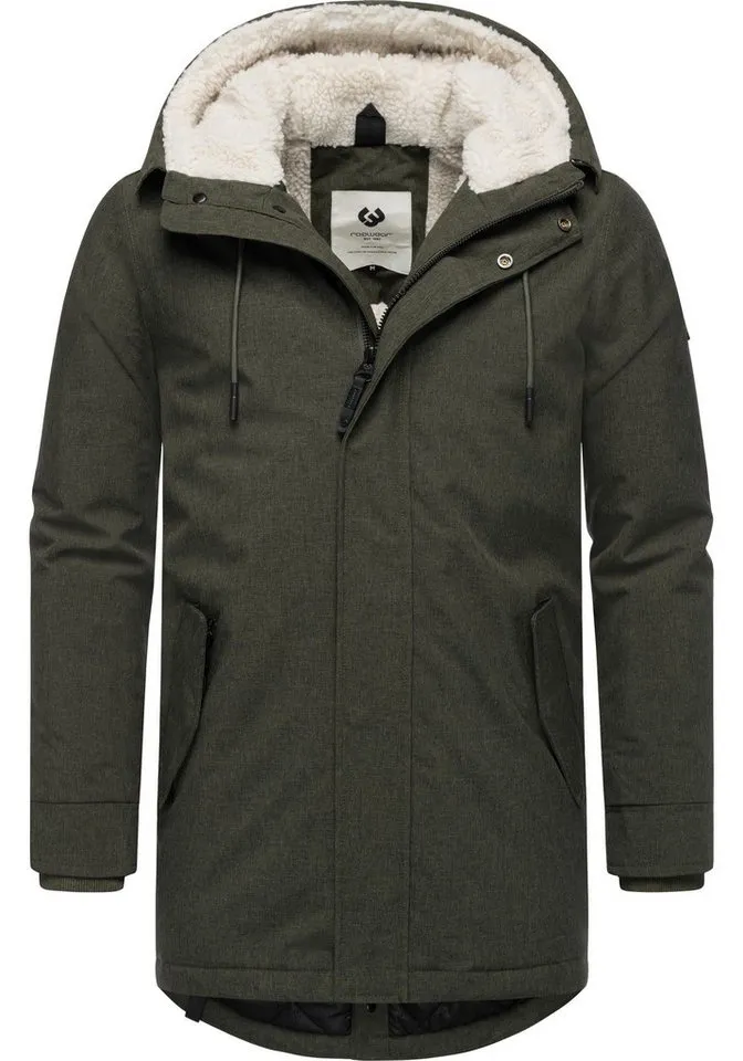 ragwear ragwear Kurzmantel Mr Smithem YOUMODO wasserdichte lange Herren Winterjacke mit Kapuze, Gelb|grün, – Produktbild 2 von 4