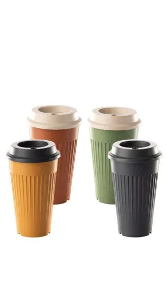 reMAIN reMAIN MAINcup - 4 St. nachhaltige Mehrweg-Trinkbecher 400 ml aus recyceltem Kunststoff – Bruchfest, Spülmaschinenfest & Stapelbar – Perfekt für Cocktails, Kinder, Gastro & Outdoor, Earth mix, – Produktbild 1 von 2