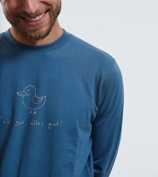 Gary Mash GARY MASH Sweatshirt Ente gut, alles gut! aus Biobaumwolle, Petrol, – Produktbild 3 von 4