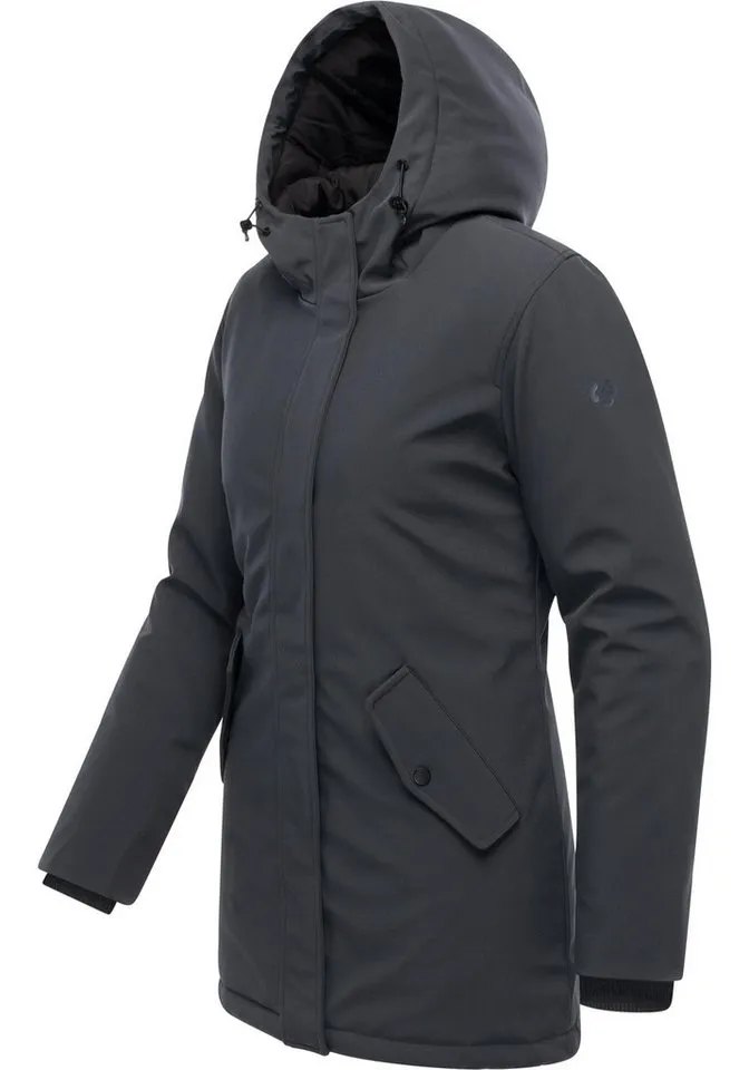 ragwear ragwear Softshellmantel Navanuti Wasserdichter Wintermantel mit Kapuze, Grau, – Produktbild 3 von 3
