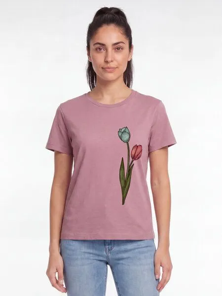 watapparel watapparel T-Shirt Frauen Blume in Wasserfarbe 05, Lilac dream, – Produktbild 2 von 2