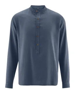 HempAge Hempage Herren vegan Hemd Mit Stehkragen Wintersky Blau – Produktbild 1 von 1