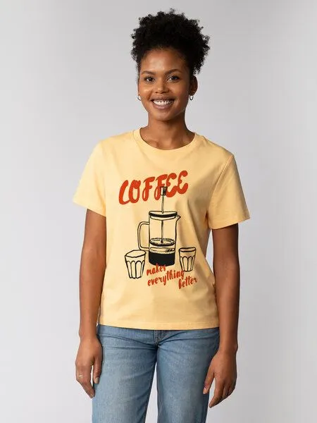 watapparel watapparel T-Shirt Frauen Coffee makes everything better, Brown, – Produktbild 1 von 4