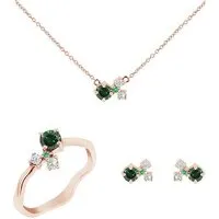 Eppi Eppi Cluster Schmuckset mit grünen Diamanten und Edelsteinen Halli – Produktbild 1 von 1