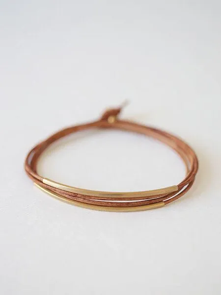 pikfine pikfine Tube Armband Tingval vergoldet, Cognac, – Produktbild 1 von 4
