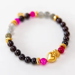 Divasya Divasya Armband "Golden Heart" mit Granat & Mondstein – Produktbild 1 von 1