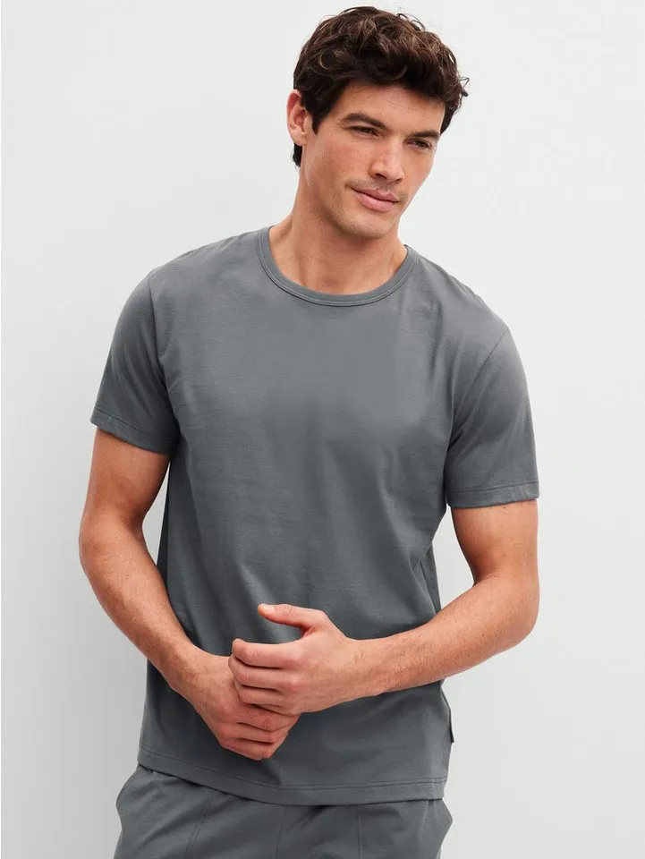 CALIDA CALIDA Kurzarmshirt RMX Sleep Holiday Herren (1-tlg) weiche Baumwollqualität und entspannter Komfort, Grau, – Produktbild 2 von 5