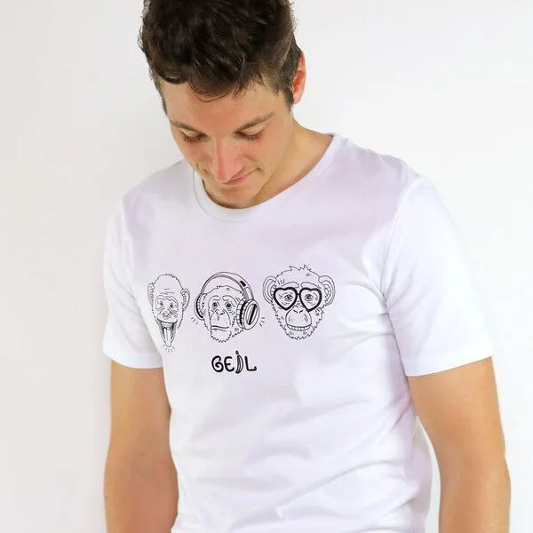 Gary Mash GARY MASH T-Shirt Affengeil, Weiß, – Produktbild 2 von 4