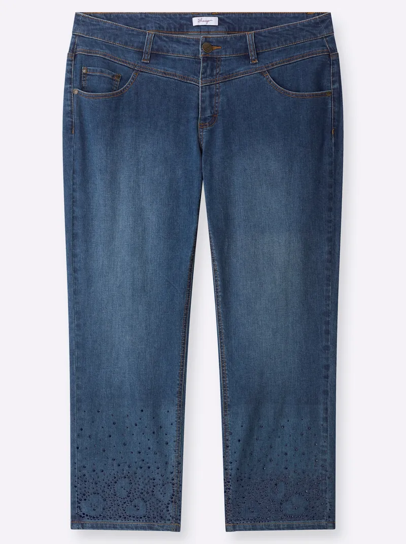 sheego Gerade Jeans blue-stone-washed, Blue-stone-washed, – Produktbild 1 von 2