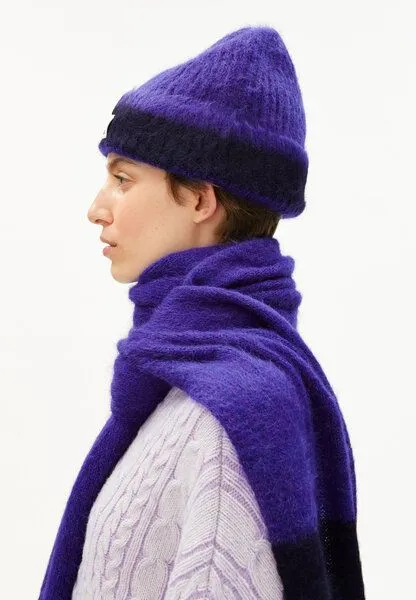 ARMEDANGELS ARMEDANGELS SAABE STRIPED UN-WASTED Unisex Schal aus Alpaca-Woll Mix, Indigo lilac-night sky, – Produktbild 3 von 4