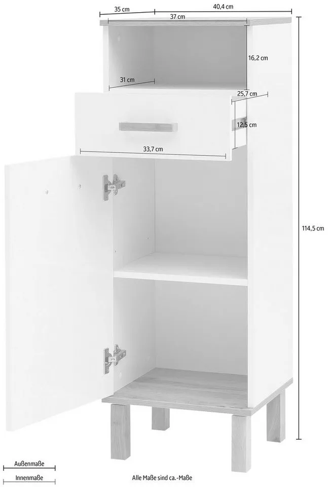 Schildmeyer Midischrank Füße aus Massivholz, Grau, – Produktbild 5 von 5