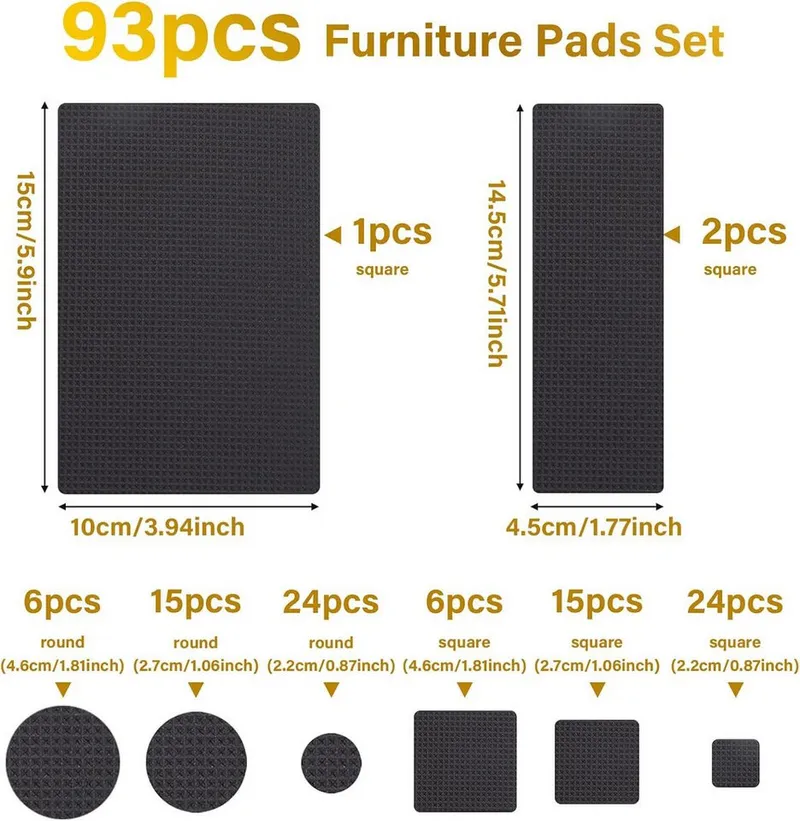 FELIXLEO Möbelfuß Anti Rutsch Pads Selbstklebend Möbel Füße Schutz Gummi, (93-St) – Produktbild 3 von 4
