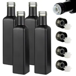 mikken mikken Ölflaschen 250 ml schwarz mit Ausgießer und Schraubdeckel + Etiketten – Produktbild 1 von 1