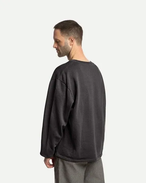 MATONA Matona Longsleeve | Fleece Shirt | aus Baumwolle | GOTS-zertifiziert, Washed black, – Produktbild 2 von 3
