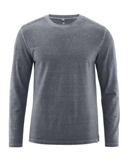 HempAge Hempage Herren vegan Langarmshirt Im Used Look Schiefergrau – Produktbild 1 von 1