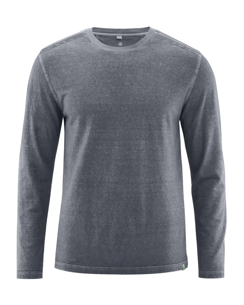 HempAge Hempage Herren vegan Langarmshirt Im Used Look Schiefergrau, Grau, – Produktbild 1 von 2