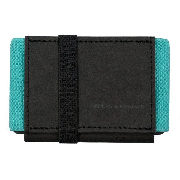 ANDERS & KOMISCH ANDERS & KOMISCH Kartenetui mit Münzfach „A&K MINI“ vegan Schwarz/Mint – Produktbild 2 von 5