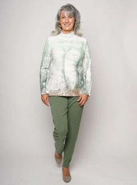 Peaces.bio - handbedruckte Biomode Peaces.bio - handbedruckte Biomode Biostrickpulli Eichenträume, Offwhite, – Produktbild 3 von 4