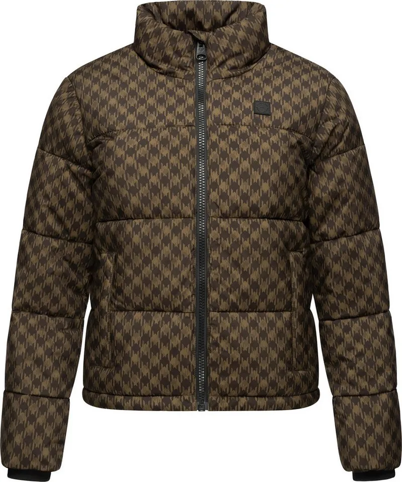 ragwear ragwear Winterjacke Serah Print wasserdichte Winter Steppjacke mit Hahnentritt Muster, Braun, – Produktbild 2 von 4