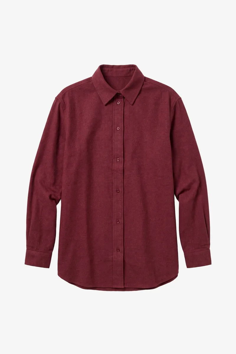 KnowledgeCotton Apparel KnowledgeCotton Apparel Damen vegan Hemd Vega Relaxed Flanell Burgunderrot, Rot, – Produktbild 1 von 2