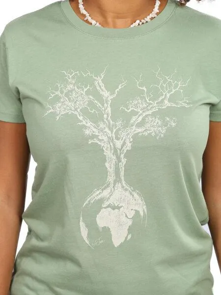 Life-Tree Life-Tree Fairwear Bambus Shirt Women Weltenbaum, Grün, – Produktbild 3 von 4