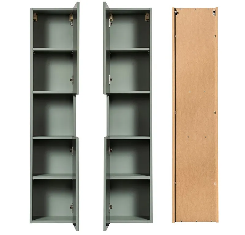 Lomadox Hochschrank NEWPORT-56-GREEN mit Regaleinsatz, Schilfgrün und Eiche, ca. 30/140/25 cm, Grün, – Produktbild 3 von 3