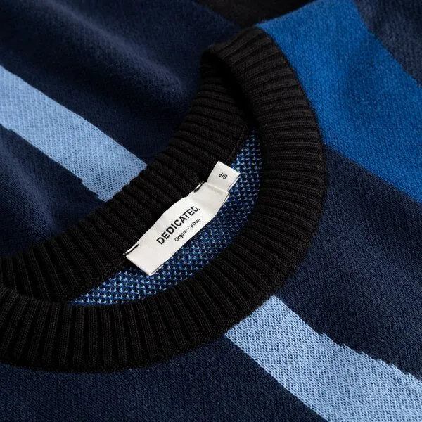 Dedicated DEDICATED Damen Strickpullover Arendal Wavy Stripe, Blau, – Produktbild 2 von 4