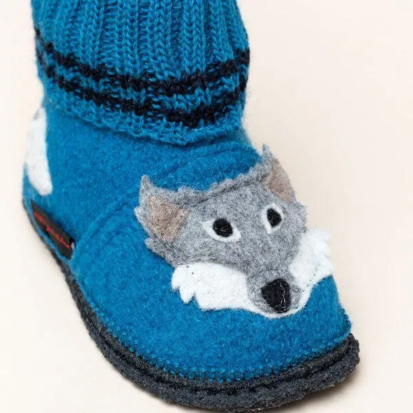 Kitz-Pichler Kitz-Pichler Hüttenschuhe Schwaz Appl. Wolf, Hell-blau, – Produktbild 4 von 4