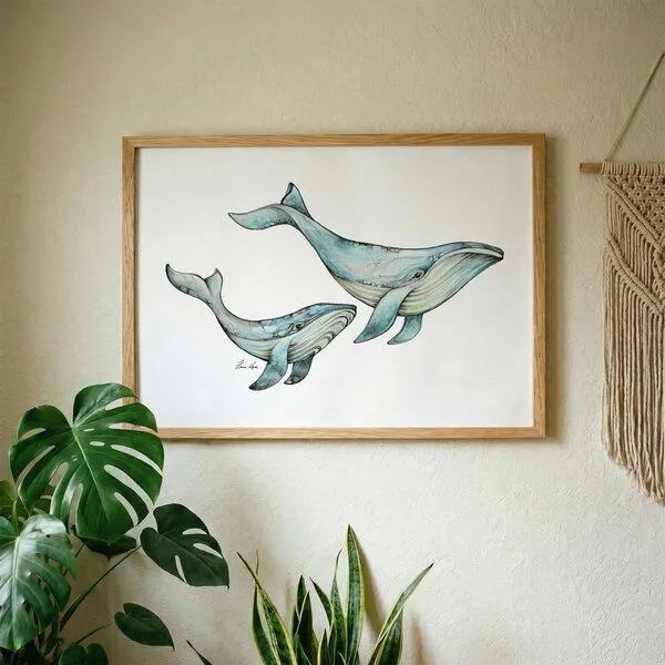 LIGARTI Kunstdruck »Blauwale« von LIGARTI | A4, A3 oder A2 | Wandbild | Poster | Kunst – Produktbild 2 von 3