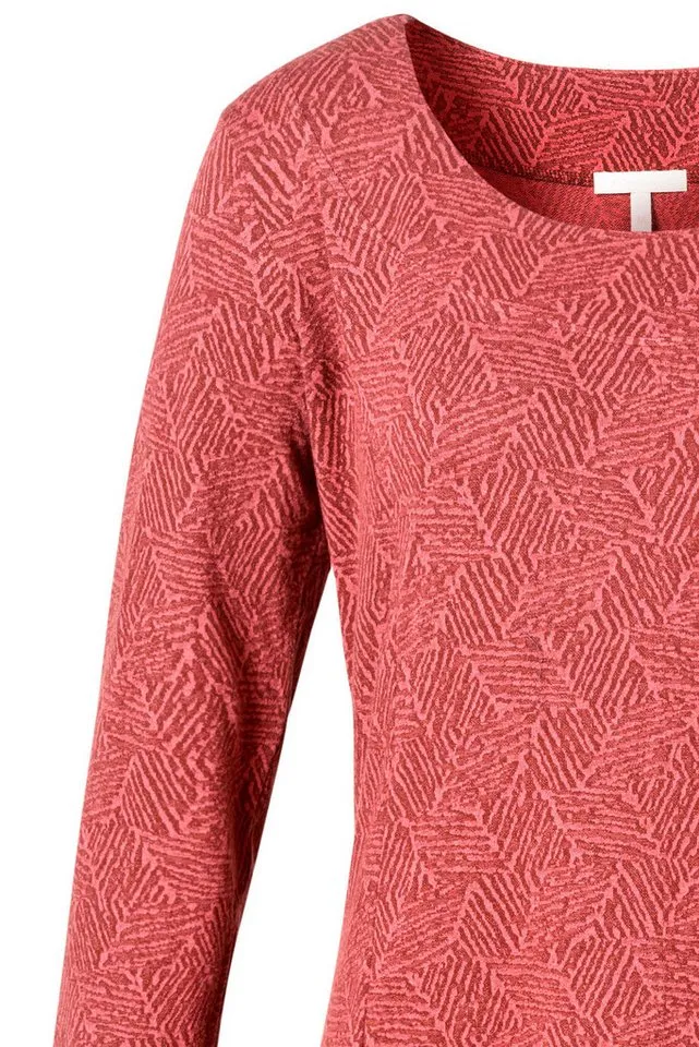 Himalaya Clothing Jerseykleid Feines Kleid Damen langarm mit Jacquard-Muster aus Bio-Baumwolle Midikleid mit hohem Tragekomfort und edler Haptik, Rot, – Produktbild 1 von 3