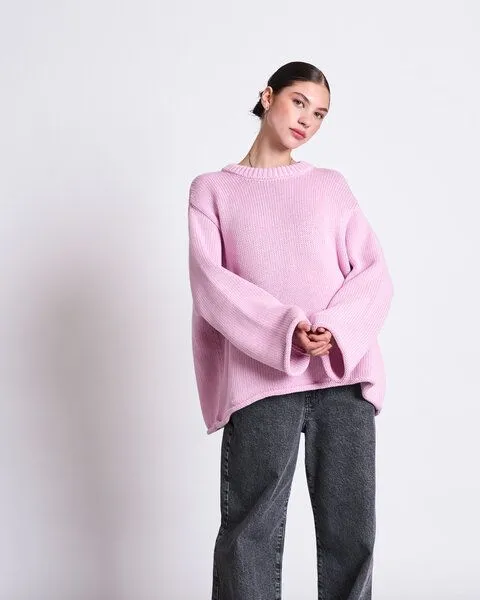 JAN N JUNE JAN N JUNE Strickpullover SONA aus Bio-Baumwolle GOTS, Light orchid (rosa), – Produktbild 1 von 4