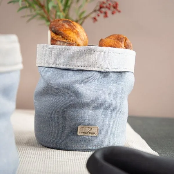 nahtur-design nahtur-design Brotkorb, Obstkorb oder Utensilo aus Bioleinen, Hellblau, – Produktbild 1 von 4